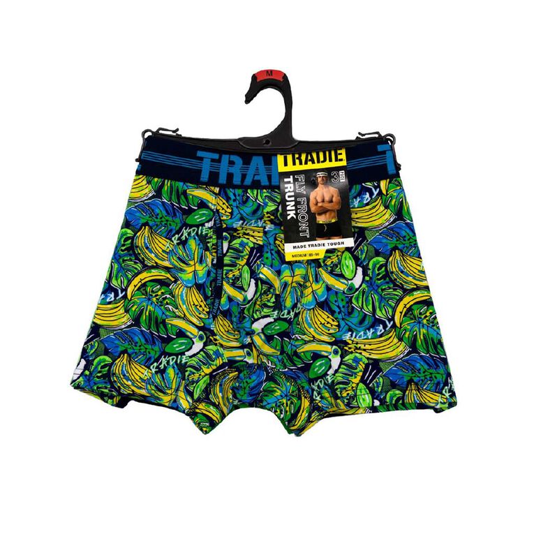 Tradie Men's Fly Front Trunks 3 Pack, Yellow, hi-res