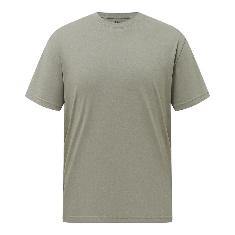 H&H Men's Regular Fit Plain Tee, Green Mid, hi-res
