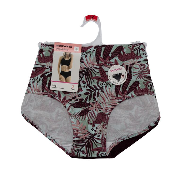 Underworks Women's Smooth Line Midi Briefs 2 Pack, Green, hi-res