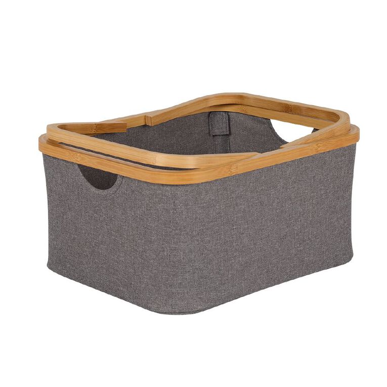 Living & Co Fabric Carry Basket With Bamboo Trim, , hi-res