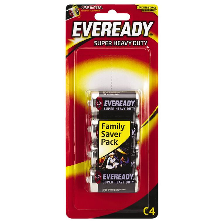 Eveready Super Heavy Duty Batteries C 4 Pack