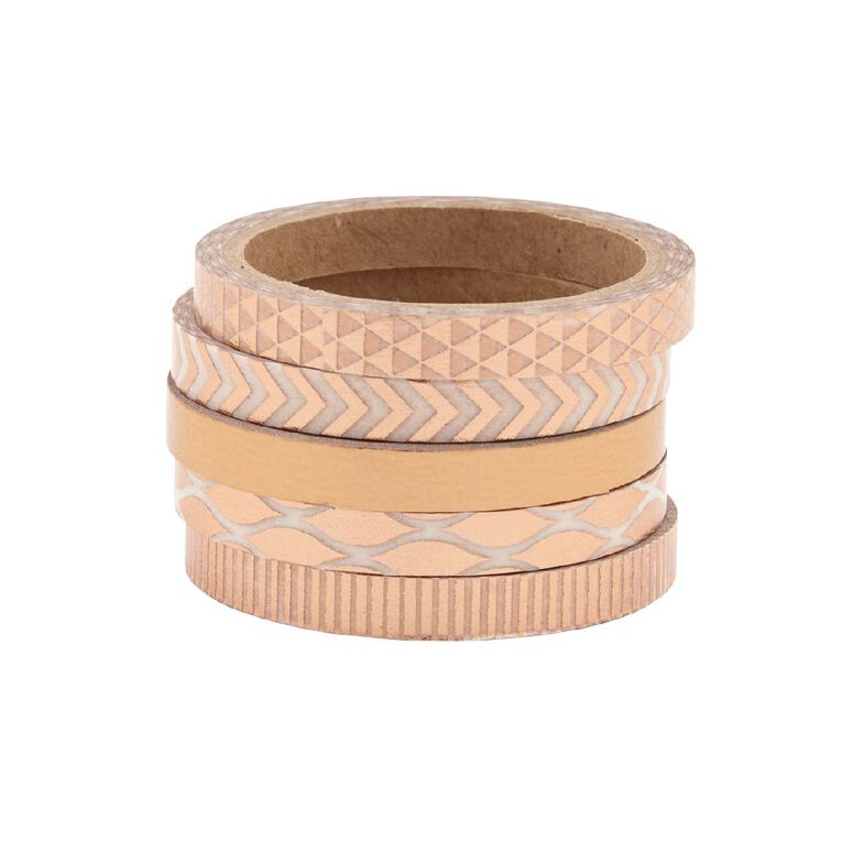 Uniti Thin Washi Tape Rose Gold 5 Pack, , hi-res
