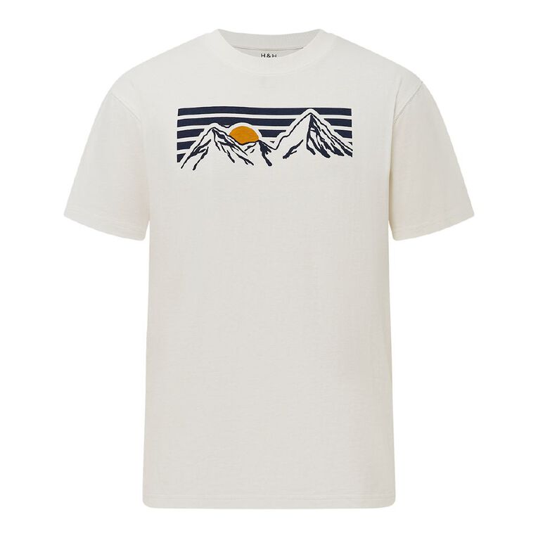 H&H Men's Relaxed Fit Graphic Tee, Cream Moonscape, hi-res