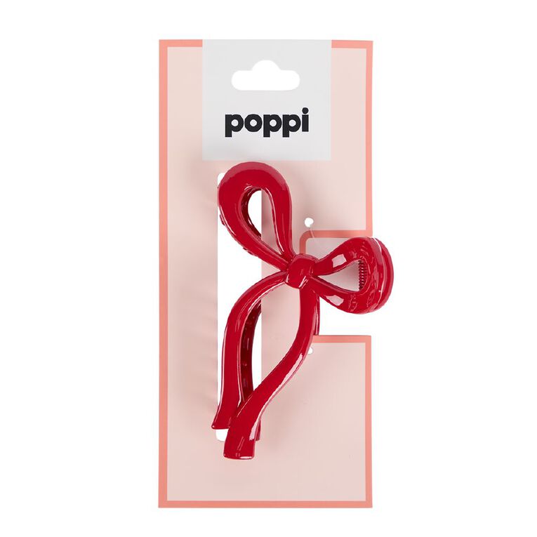 Poppi Bow Claw Clip Red, , hi-res