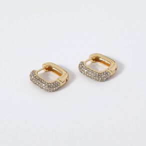 Diamante Chunky Hoop Earrings Gold Plated