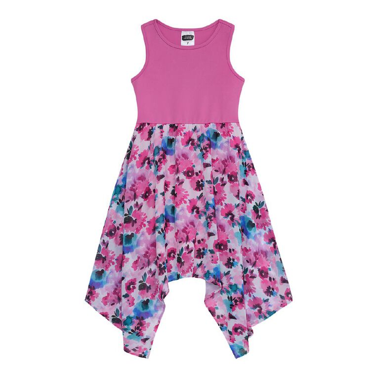 Young Original Chiffon Hanky Hem Dress, Pink Mid, hi-res