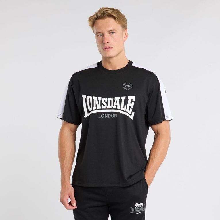 Lonsdale Men's Boxy Crew Neck Tee, Black, hi-res