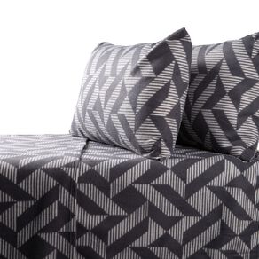 Living & Co Polar Flannel Printed Sheet Set Grey Double