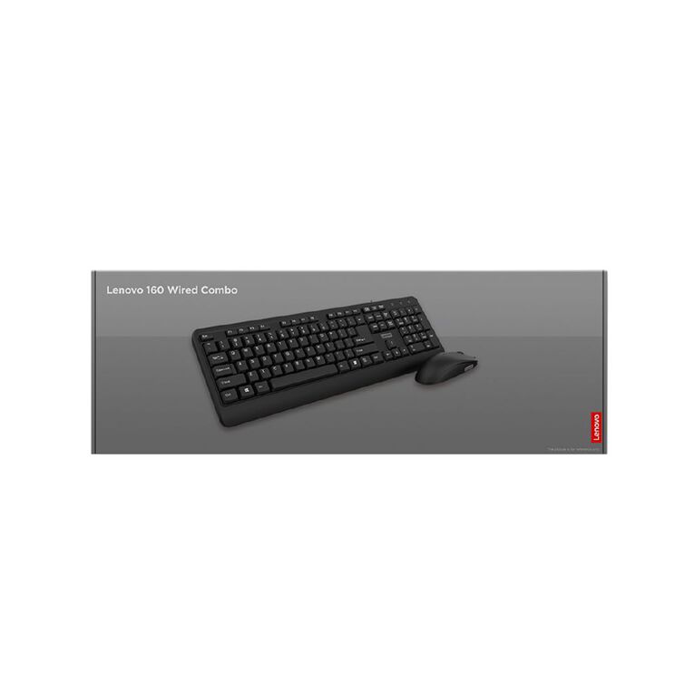Lenovo 160 Wired Combo Keyboard And Mouse Black, , hi-res