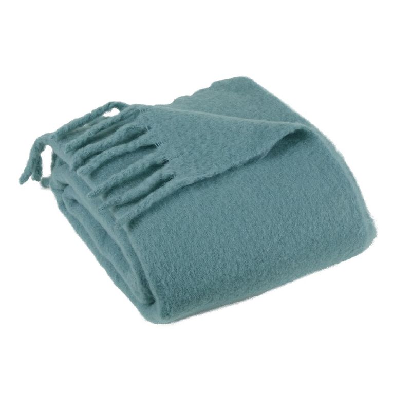 Living & Co Throw Faux Mohair Blue 127cm x 152cm, , hi-res