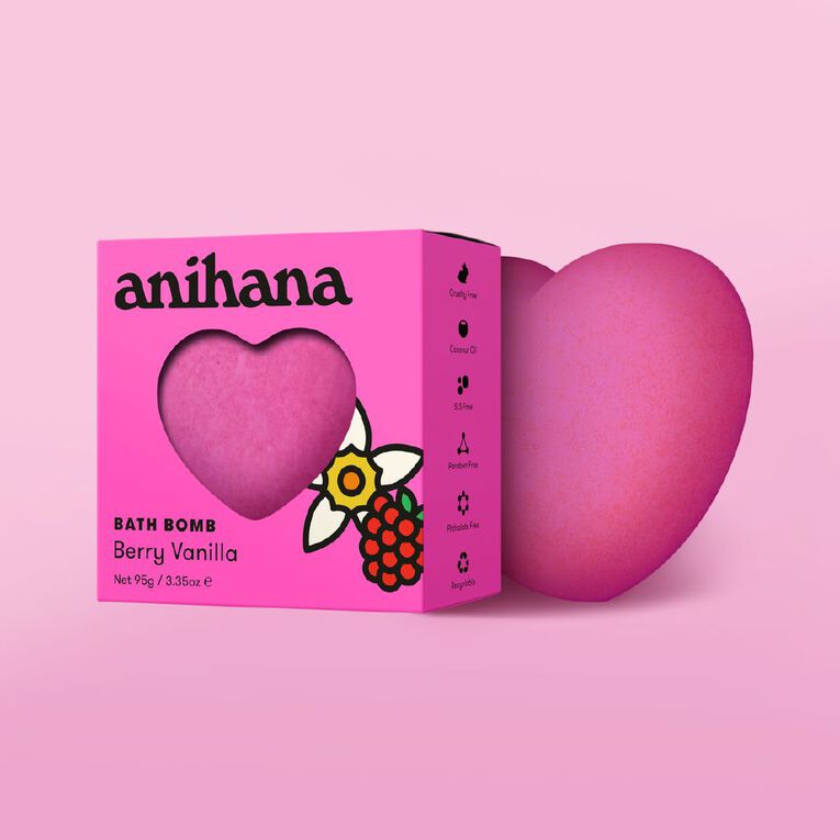 Anihana Heart Bath Bomb Berry Vanilla, , hi-res