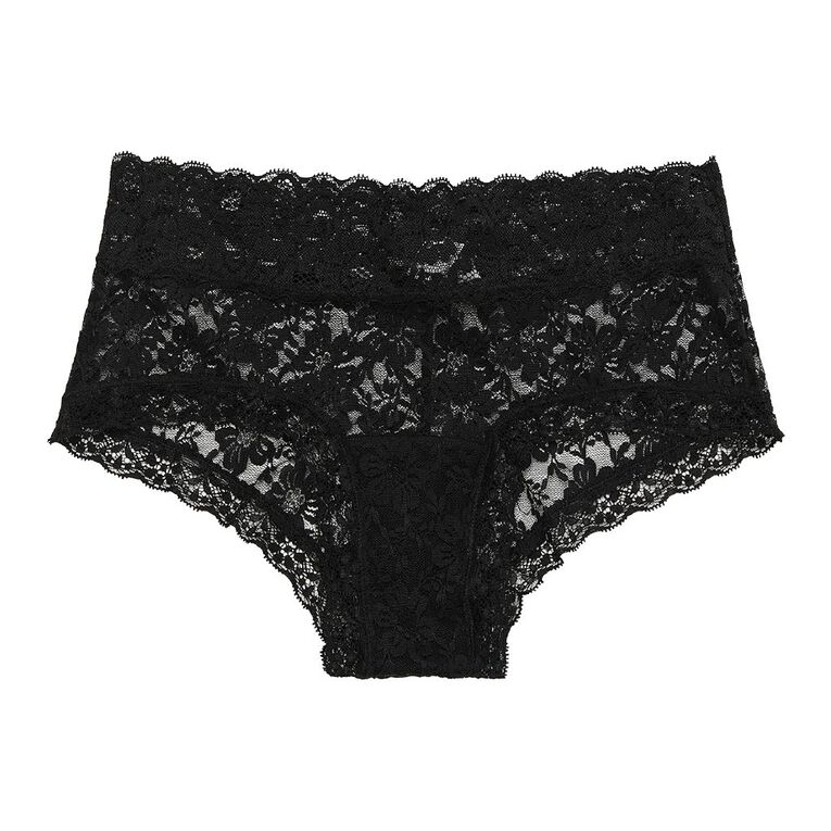 H&H Women's Poppy Lace Boyleg Briefs, Black, hi-res