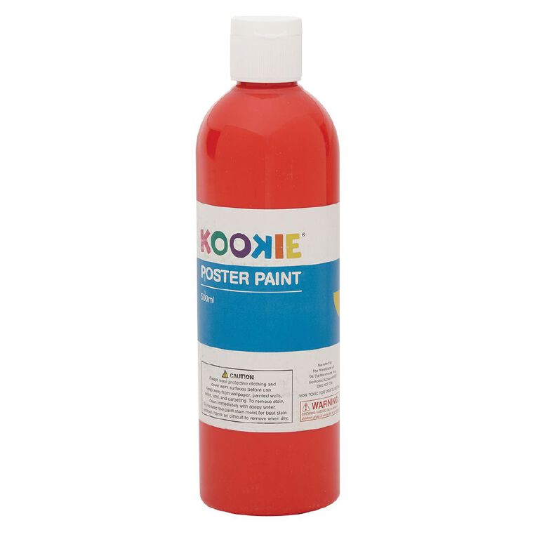 Kookie Poster Acrylic Paint Red Mid 500ml, , hi-res