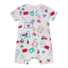 Young Original Babies' Short Sleeve Zip-Thru Christmas All-in-One