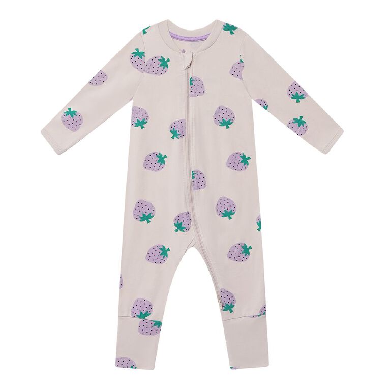 Young Original Babies' Zip-Thru Footless All-in-One, Brown Light, hi-res