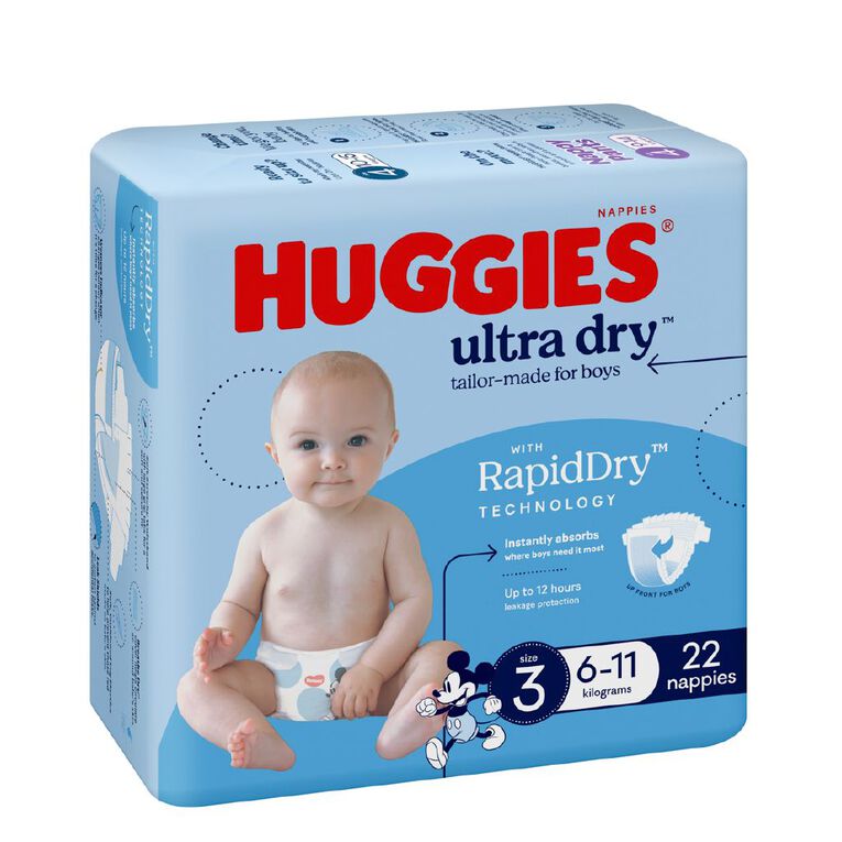 Huggies Boys' Convenience Nappy Crawler Size 3 6-11kg 22 Pack, , hi-res