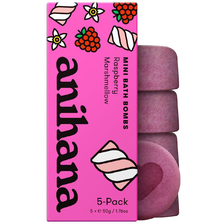 Anihana Mini Bath Bombs Raspberry Marshmellow 5 Pack, , hi-res