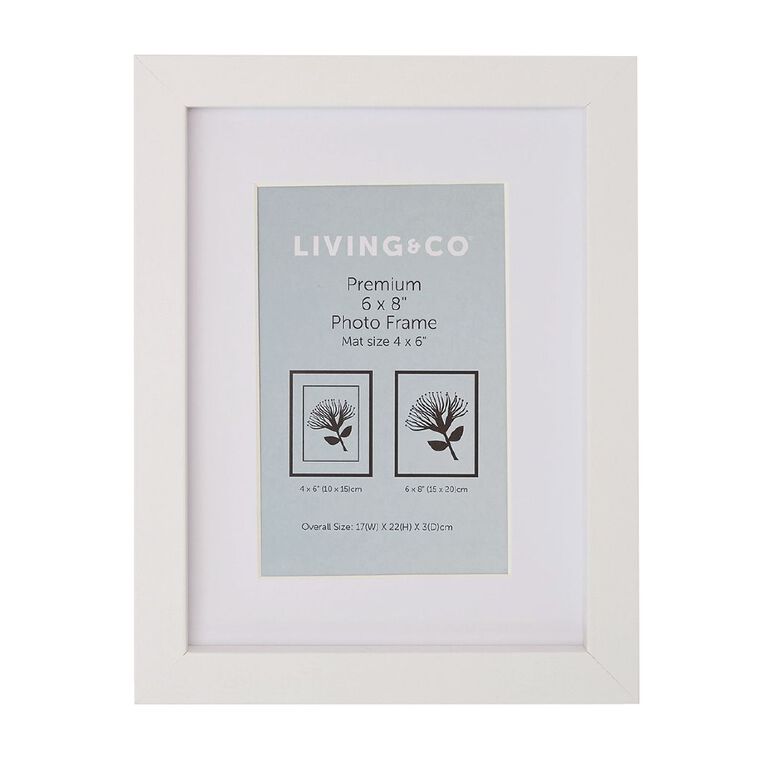 Living & Co Premium Photo Frame White 4in x 6in, White, hi-res