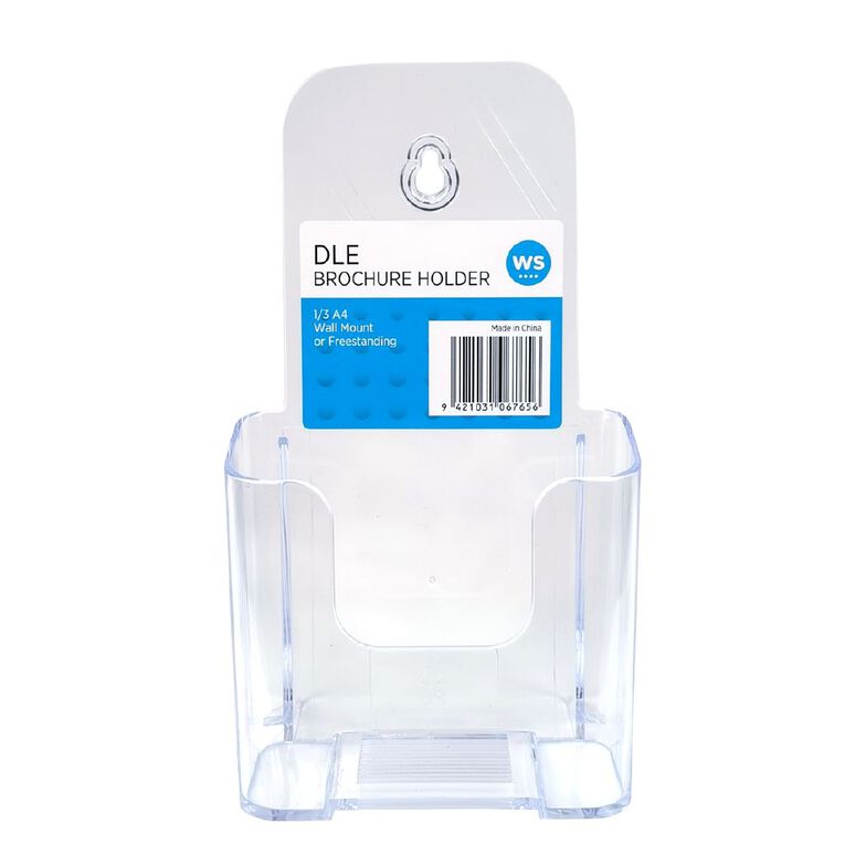 WS Brochure Holder Wall Mount DLE Portrait Single Clear, , hi-res