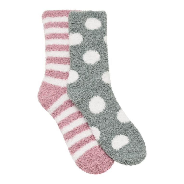 H&H Women's Cosy Bedsock 2 Pack, Pink Light, hi-res
