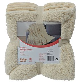 Living & Co Carved Sherpa Throw 127cm x 152cm