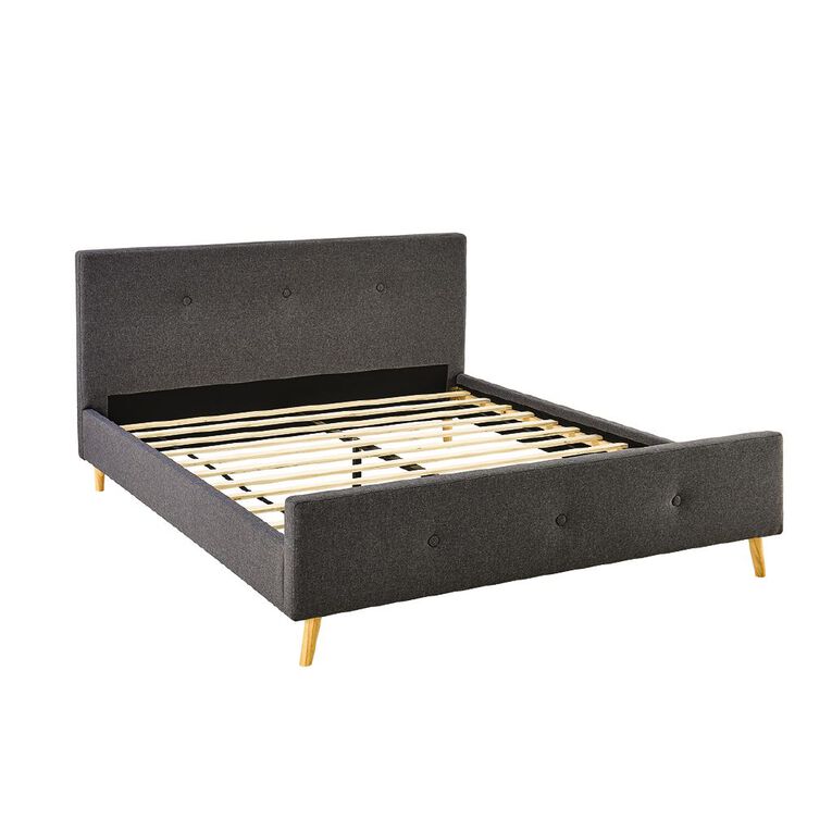 Living Co Boston Bed Frame Grey Queen The Warehouse