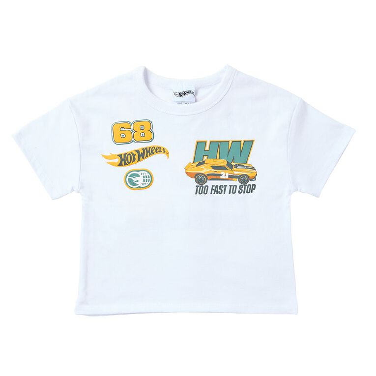 Hot Wheels Preschool Printed Relaxed Tee, White, hi-res