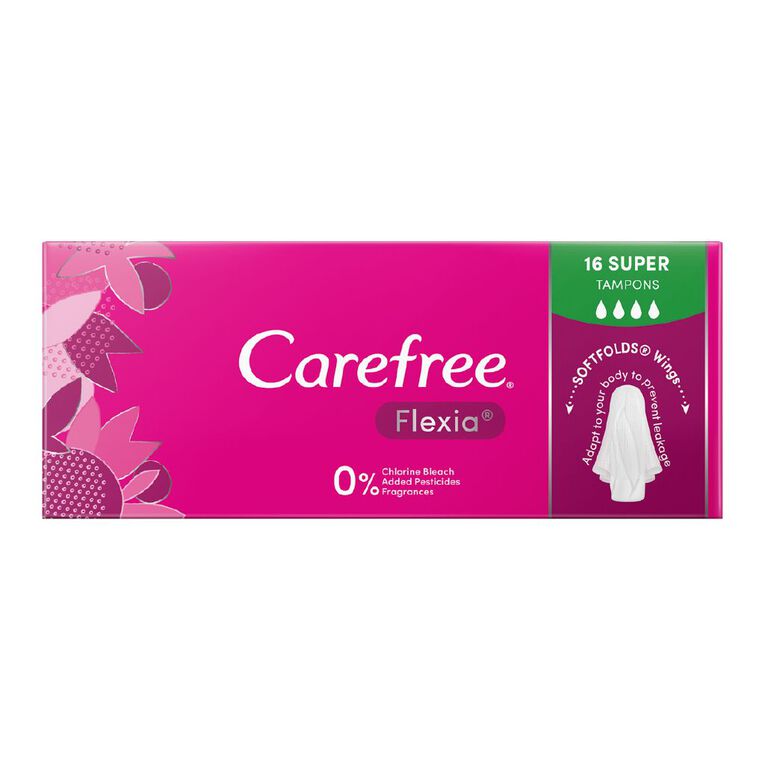 Carefree Flexia Tampons Super 16 Pack, , hi-res