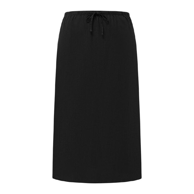 H&H Curve Women's Long Linen Column Skirt, Black, hi-res