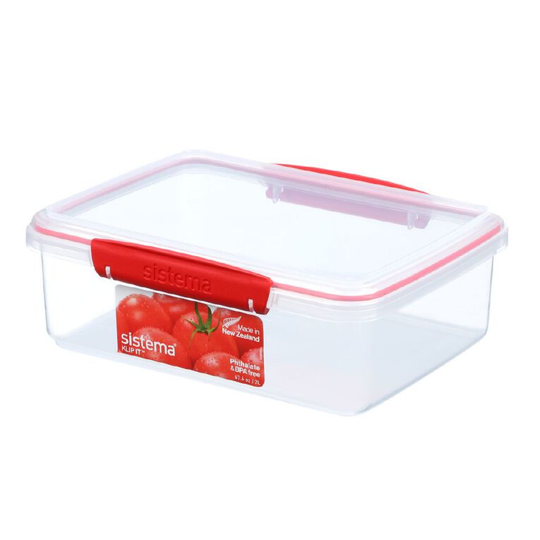 Sistema Klip It Red Rectangular Box Clear 2L Clear, , hi-res