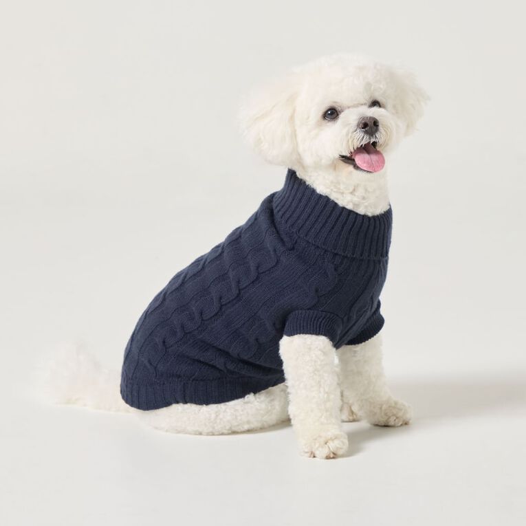 Petzone Cable Knit Jumper Navy Small, , hi-res