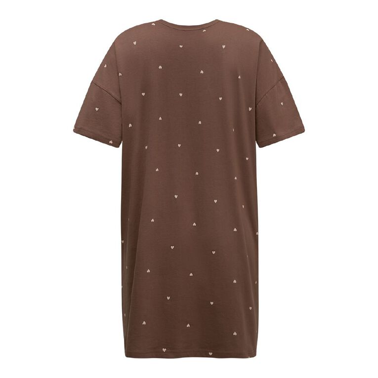 H&H Women's Boxy Tee Nightie, Brown Mid, hi-res