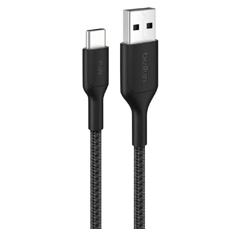 Belkin 2.0 USB-A To USB-C Braided MCB Cable 1M Black, , hi-res