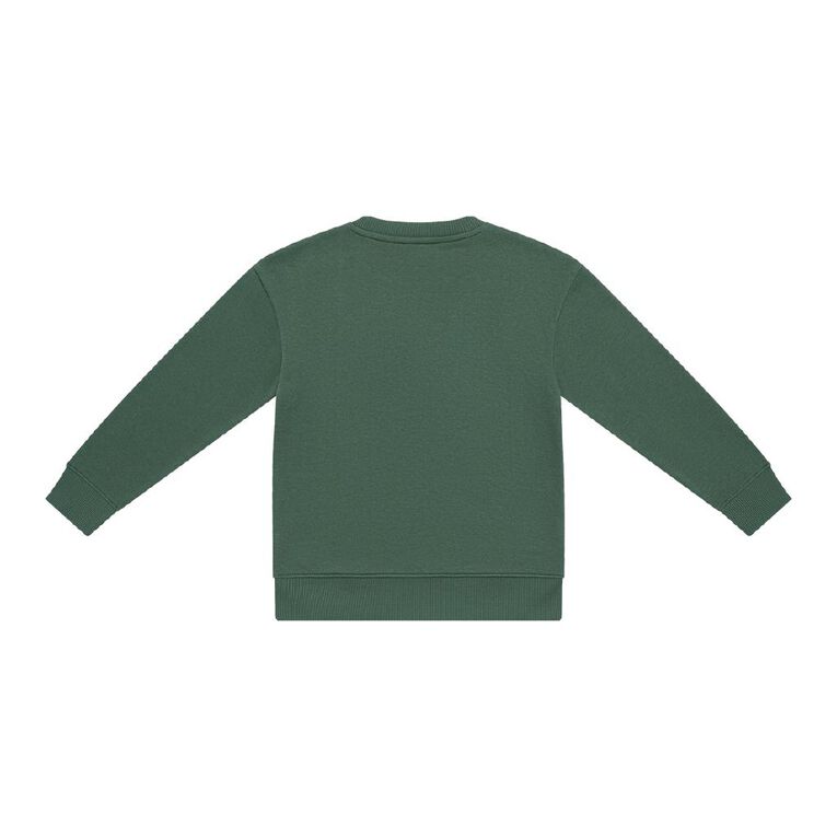 Young Original Kids' Plain Crew Sweat, Green Dark FOREST, hi-res