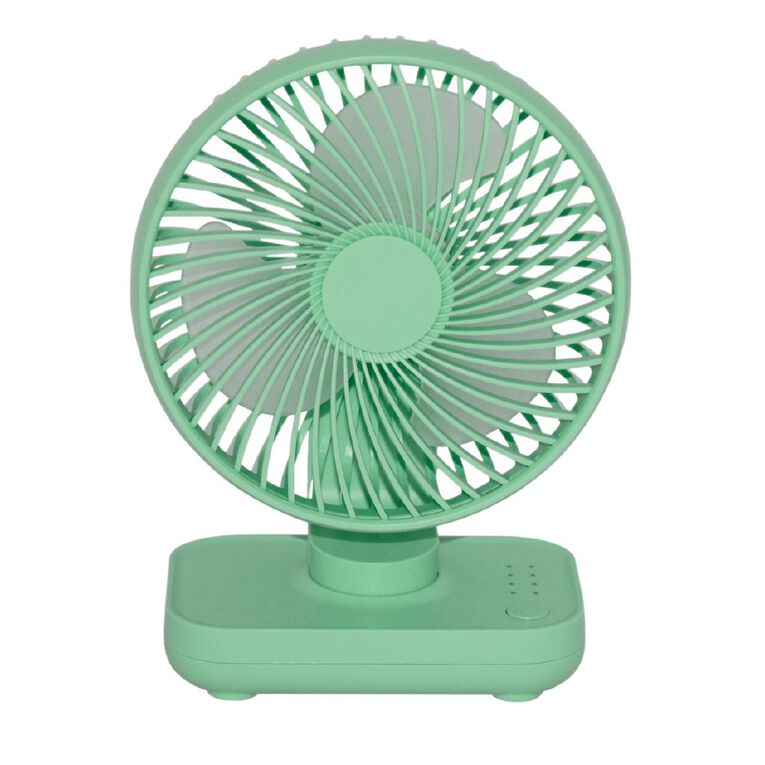 Living & Co Rechargeable Desk Fan Green, , hi-res
