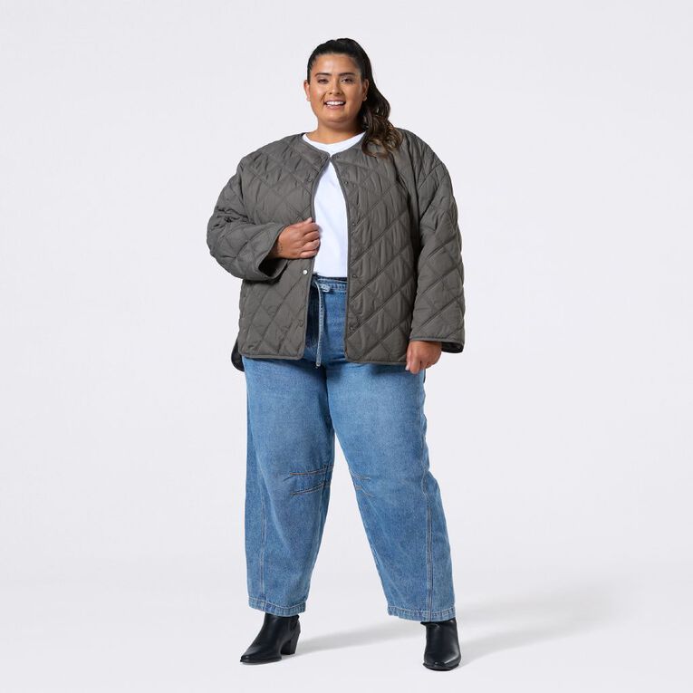 H&H Curve Women's Quilted Jacket, Green Dark, hi-res
