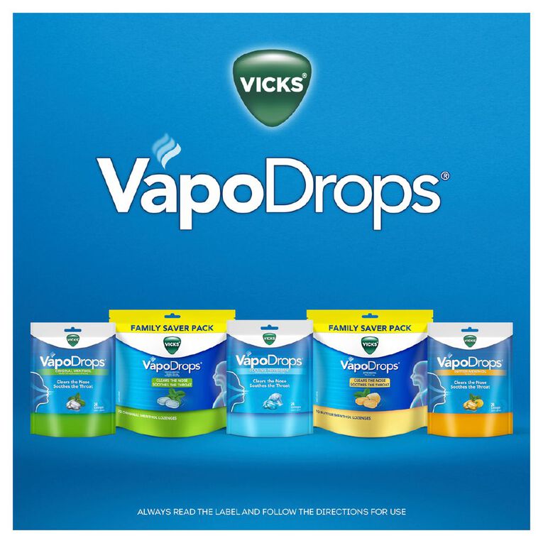 Vicks VapoDrops Original Menthol Lozenges, , hi-res