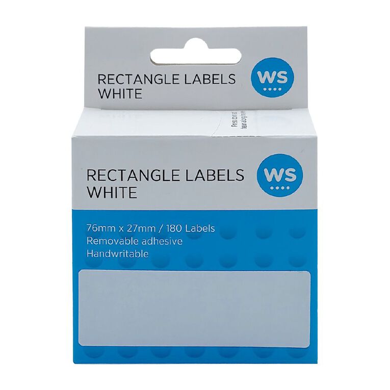 WS Rectangle Dispenser Stickers Handwritable 180 Labels 76mm X 27mm, , hi-res