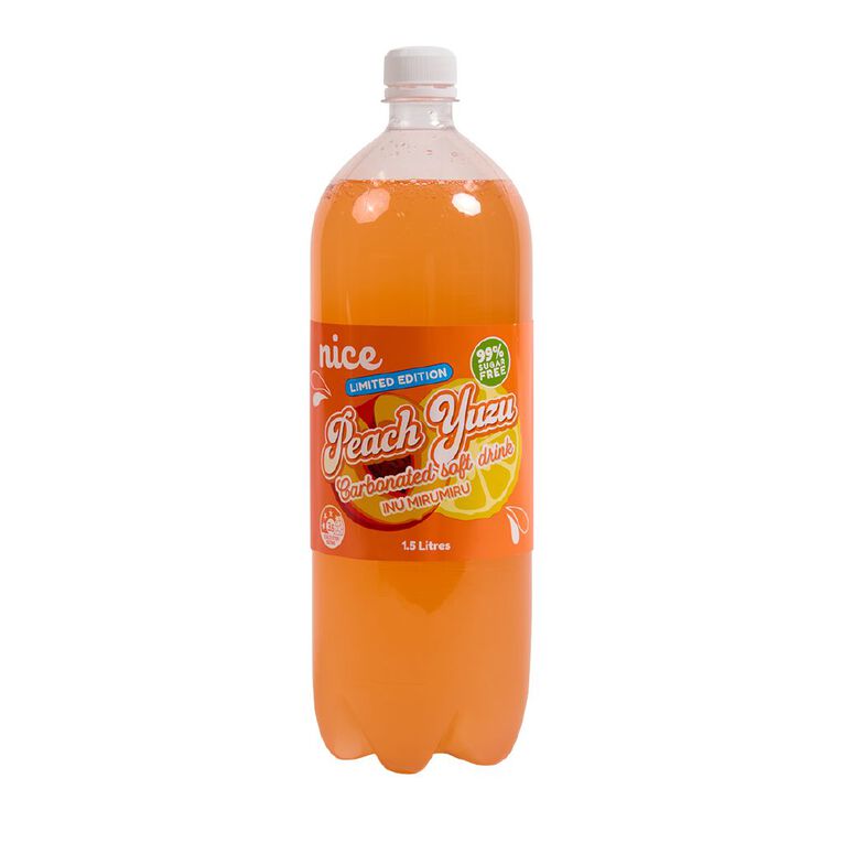 Nice 99% Sugar Free Peach Yuzu Carbonated Soft Drink 1.5L