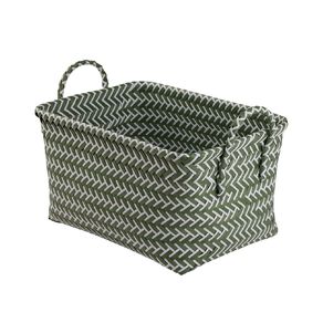Living & Co Rectangle Plastic Woven Basket Green