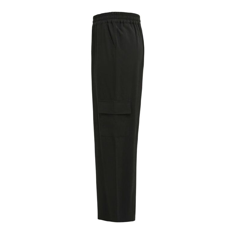 H&H Women's Twill Wide Leg Cargo Pants, Black, hi-res