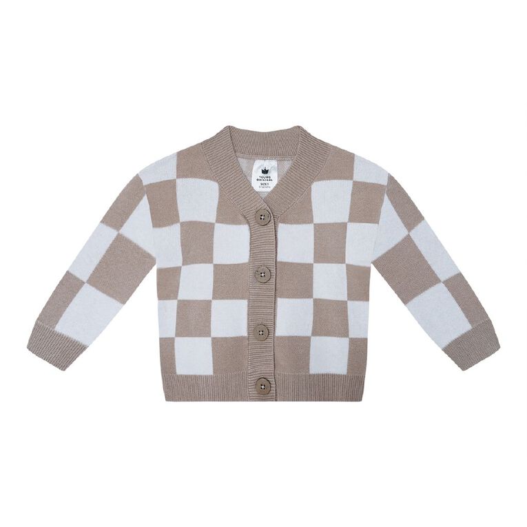 Young Original Babies' Jaquard Knitted Cardigan, Brown Mid, hi-res