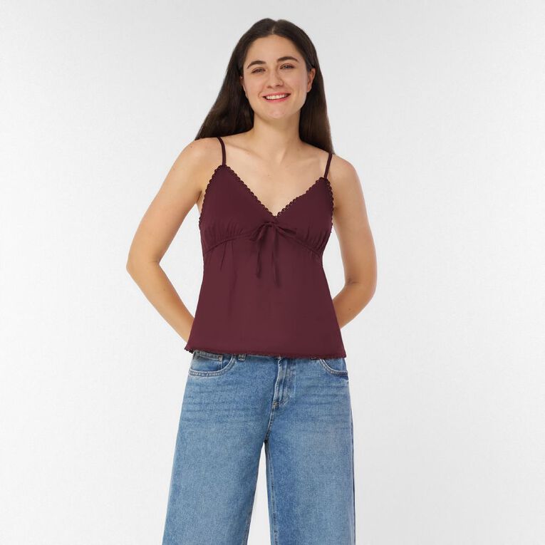 H&H Women's Cotton Babydoll Cami, Purple Dark, hi-res