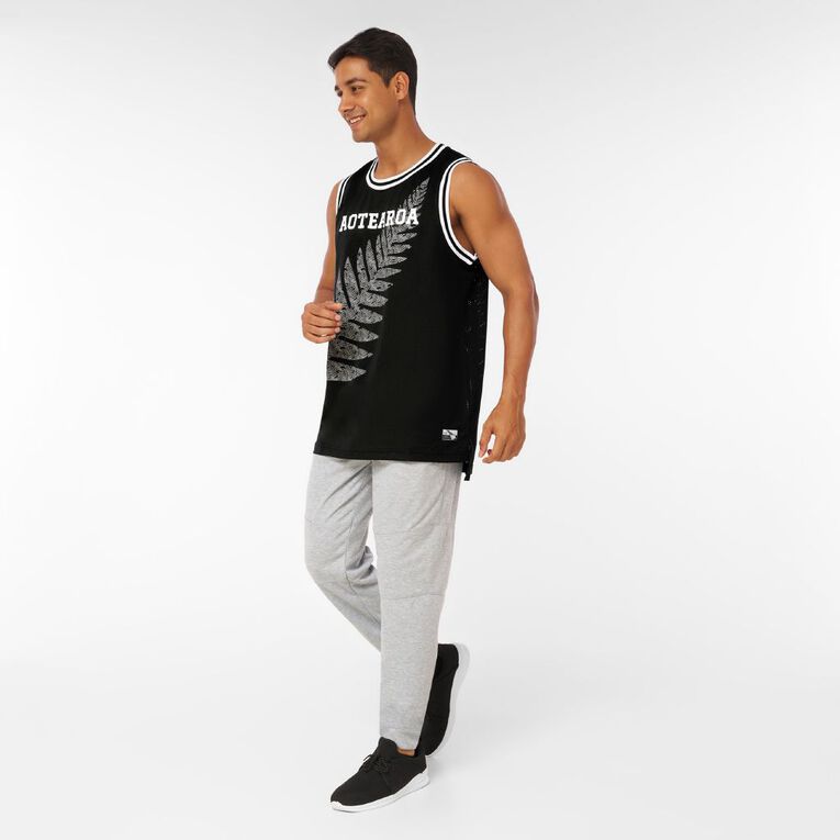 Active Intent Men's Supporter Basketball Singlet, Black FERN, hi-res