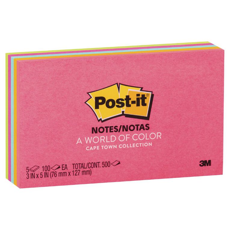 Post-It Cape Town Collection Notes 76mm x 127mm Multi-Coloured, , hi-res