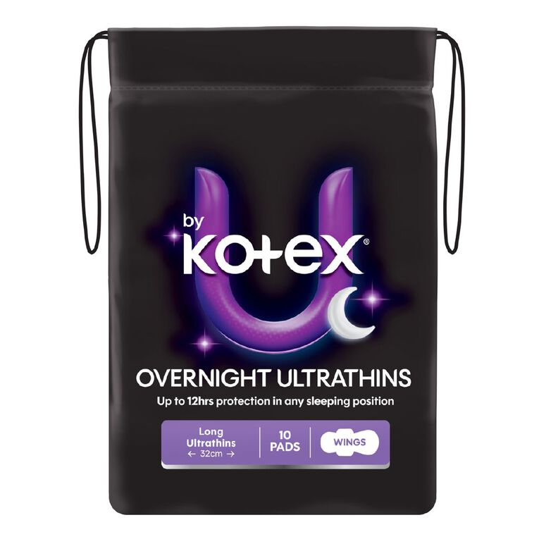 U By Kotex Overnight Ultra Thin Pads with Wings 10 Pack, , hi-res