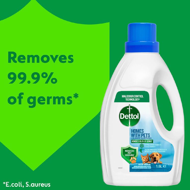 Dettol Homes with Pets Laundry Sanitiser Fresh Breeze 1.5L, , hi-res