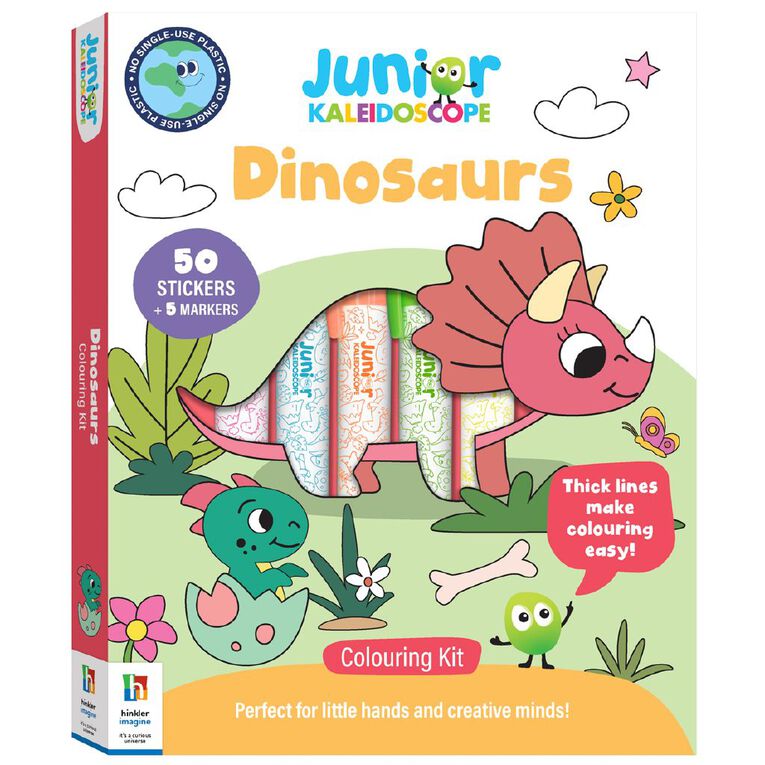 Kaleidoscope Junior Colouring Kit: Dinosaurs, , hi-res