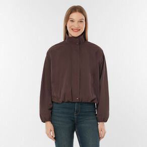 H&H Women's Nylon Funnel Neck Bomber Jacket