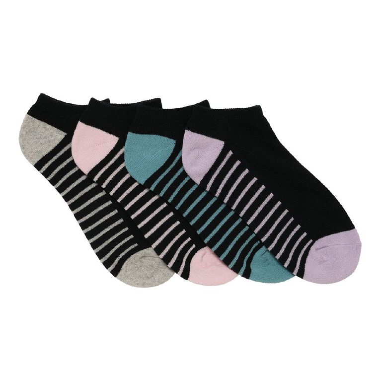 Active Intent Women's No Show Cushioned Socks 4 Pack, Black, hi-res